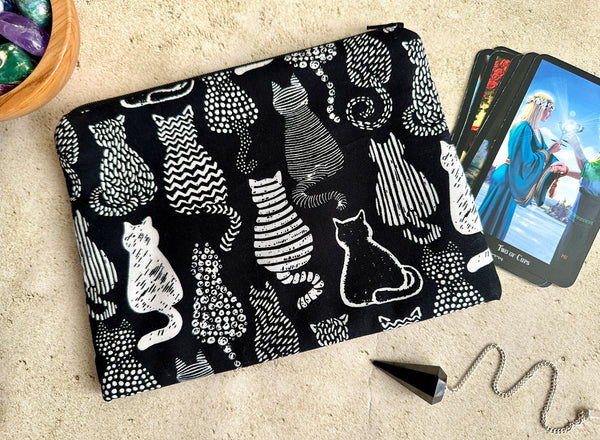 Cats Tarot Card Bag - Tarot Deck Storage Bag - Witchy Bag