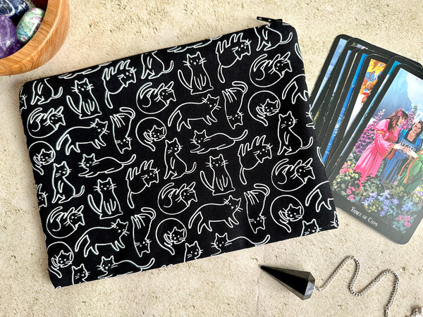 Cats Tarot Card Bag - Tarot Deck Storage Bag - Witchy Bag