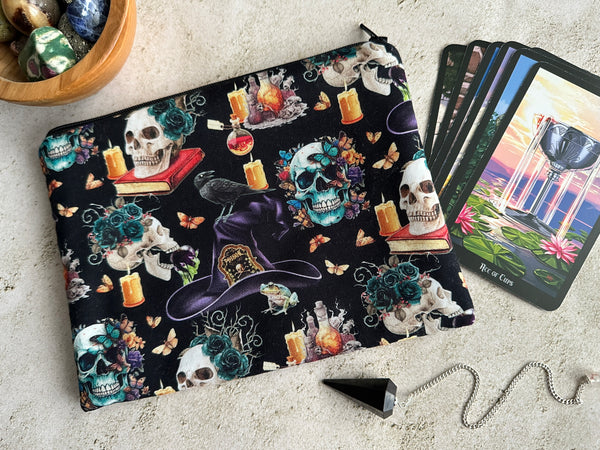 Witchy Tarot Card Bag With Zipper - Tarot Deck Storage Bag