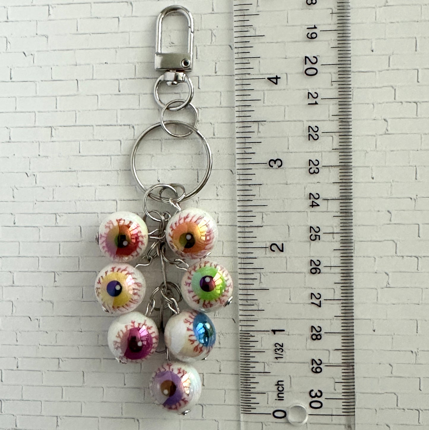 Bloody Eyeballs Bag Charm Keychain With 7 Multicolored Bloodshot Eyes