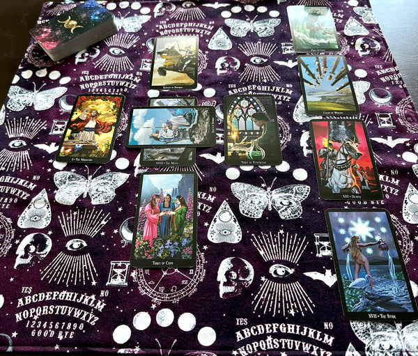 Ouija Tarot Spread Cloth - Altar Cloth