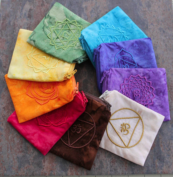 Embroidered Chakra Mojo Bags - SET
