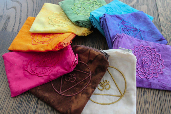Embroidered Chakra Mojo Bags - SET