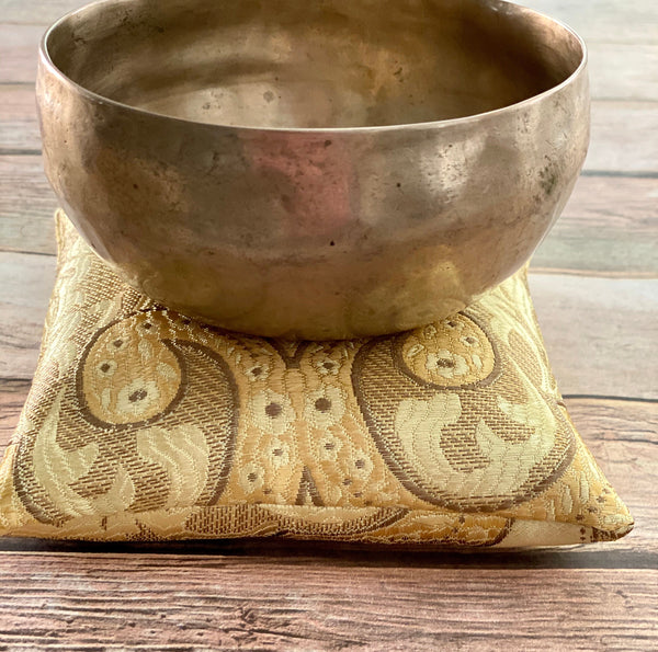 Gold Singing Bowl Crystal Display Pillow