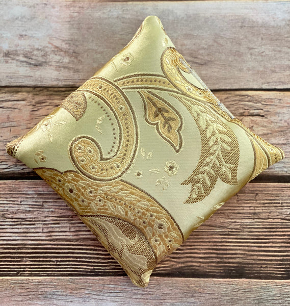 Gold Singing Bowl Crystal Display Pillow