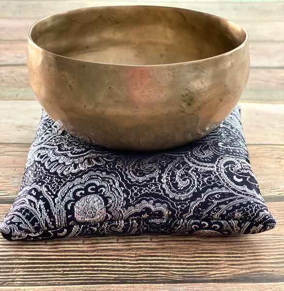 Silver Singing Bowl Crystal Display Pillow