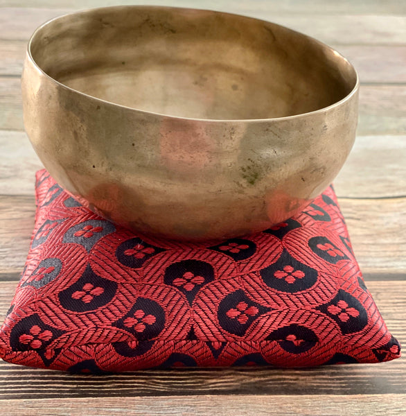 Red Singing Bowl Crystal Display Pillow