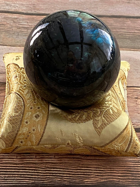 Gold Singing Bowl Crystal Display Pillow