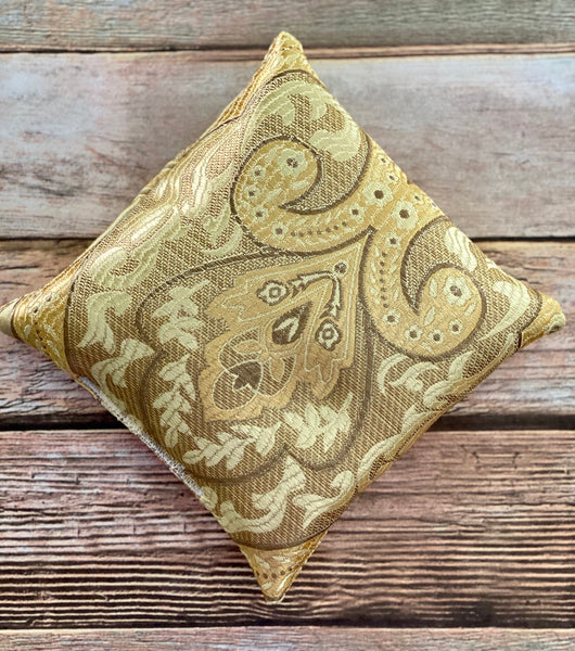 Gold Singing Bowl Crystal Display Pillow
