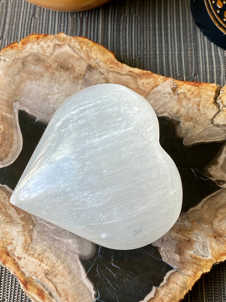 Large Selenite Puffy Heart
