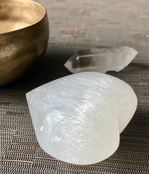 Large Selenite Puffy Heart