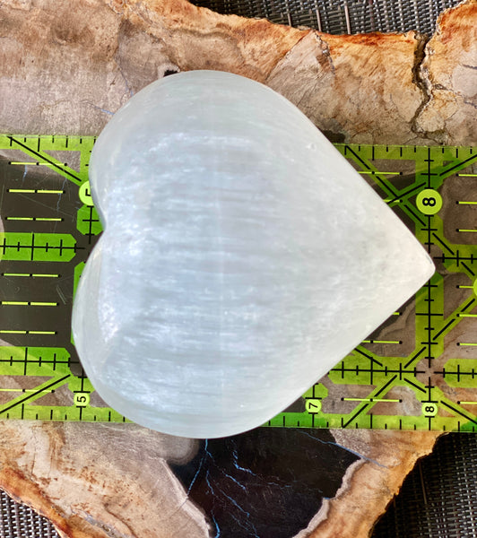 Large Selenite Puffy Heart