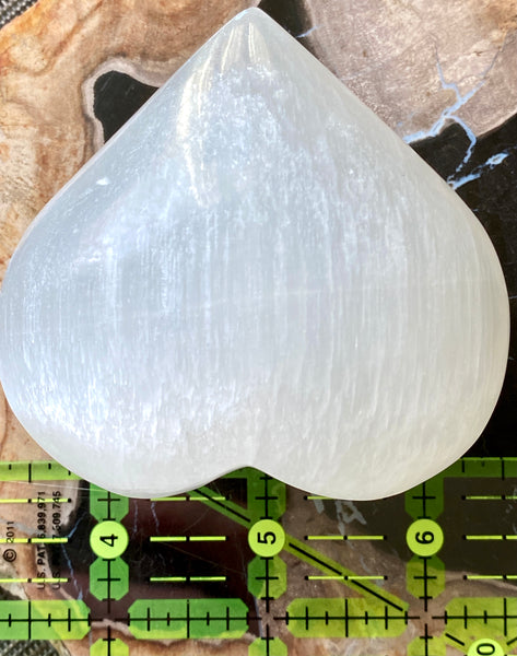 Large Selenite Puffy Heart