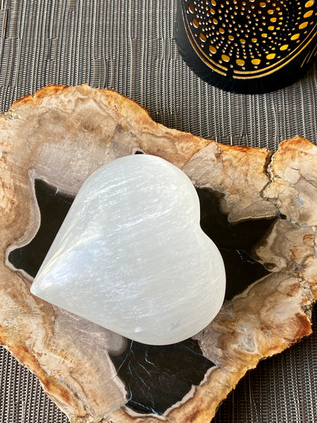 Large Selenite Puffy Heart