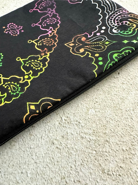 Witchy Rainbow Paisley Tarot Bag Zipper Pouch With Custom Lining Color
