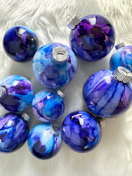 Shatterproof Alcohol Ink Christmas Ornament in 3 Sizes