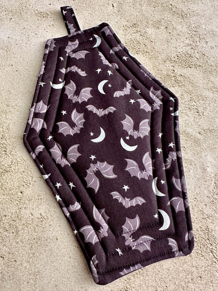 Coffin Pot Holder - Bats & Moons