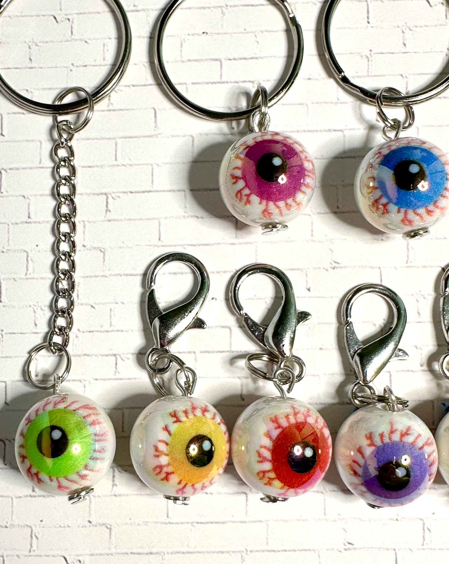 Bloodshot Bloody Eyeball Zipper Pull Keychain in 7 Colors