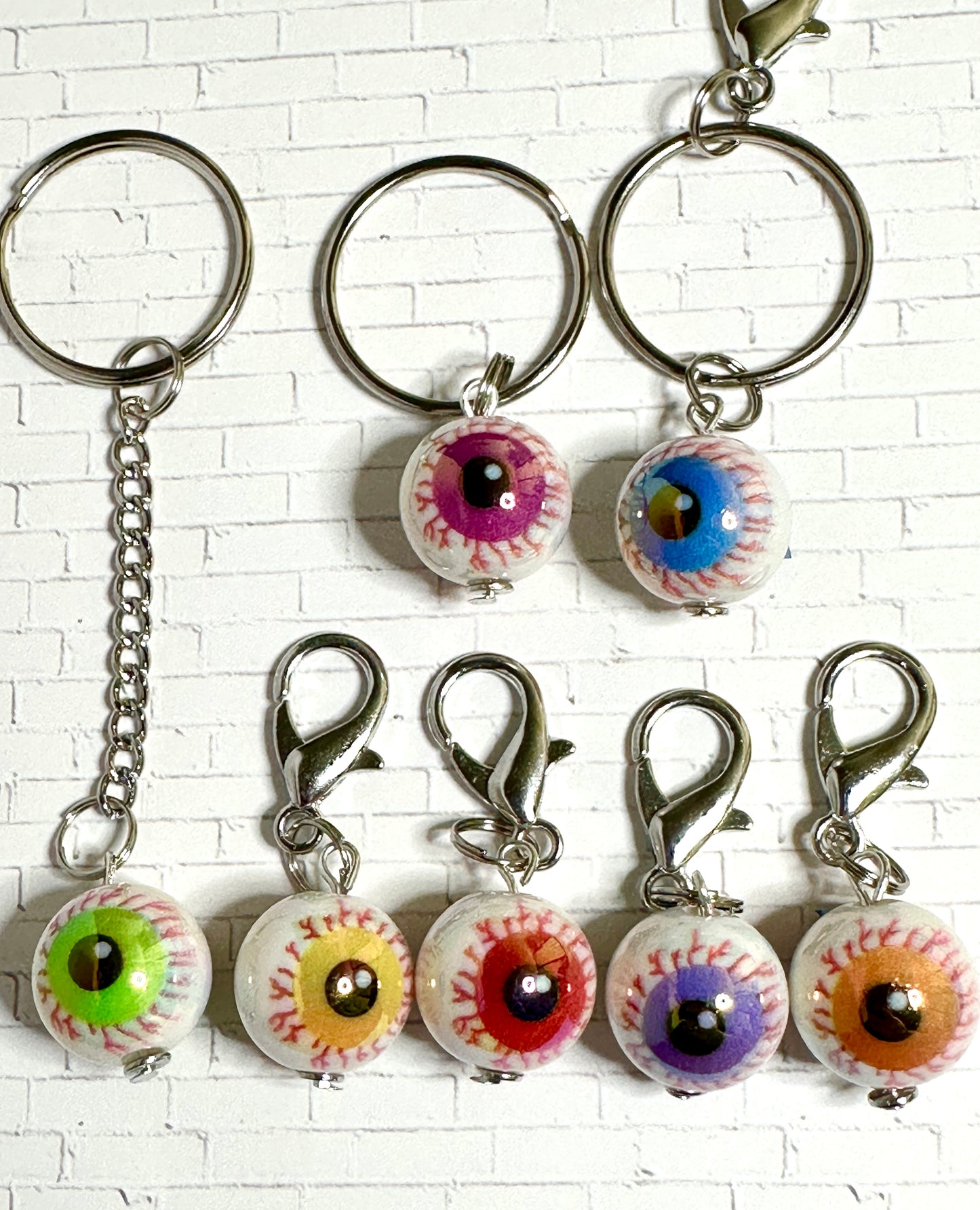 Bloodshot Bloody Eyeball Zipper Pull Keychain in 7 Colors
