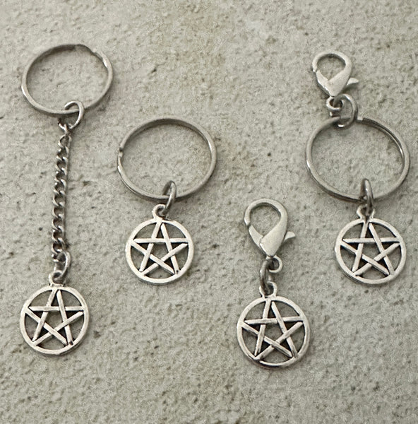Witchy Pentacle Zipper Pull Bag Charm Keychain