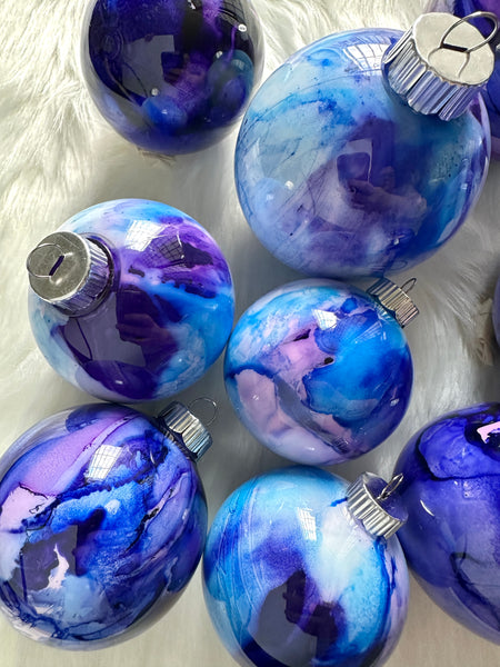 Shatterproof Alcohol Ink Christmas Ornament in 3 Sizes