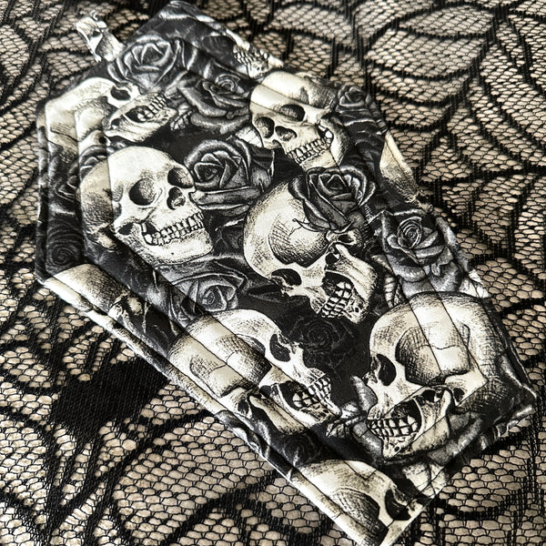 Coffin Pot Holder - Skulls & Roses