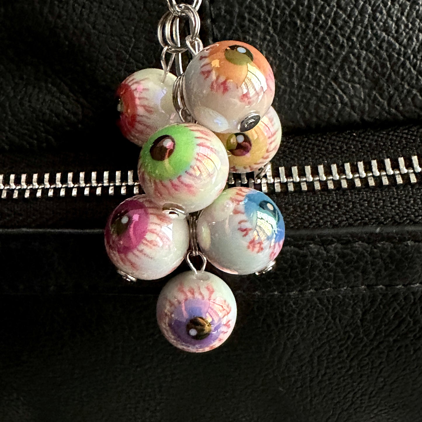 Bloody Eyeballs Bag Charm Keychain With 7 Multicolored Bloodshot Eyes