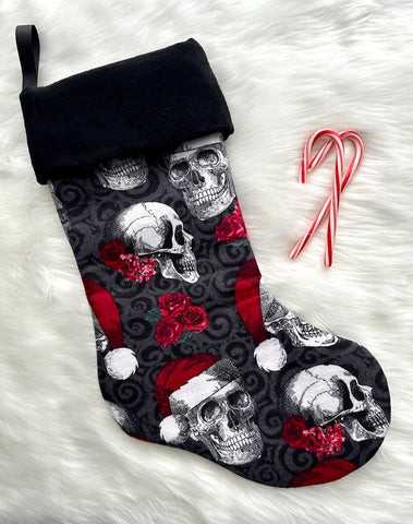 Goth Horror Creepmas Christmas Skull Stocking - Large