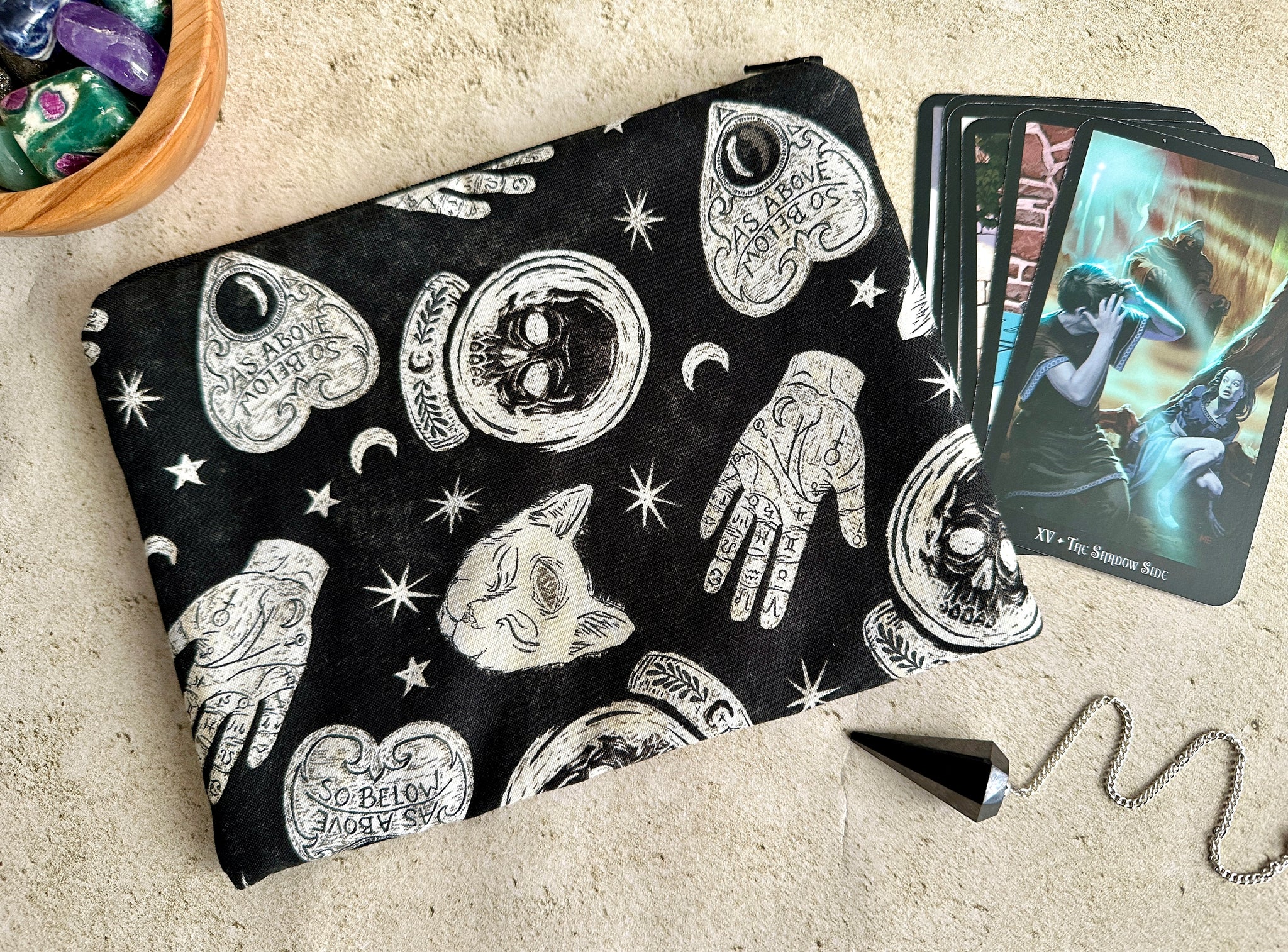 Witchy Tarot Card Bag With Zipper - Tarot Deck Storage Bag