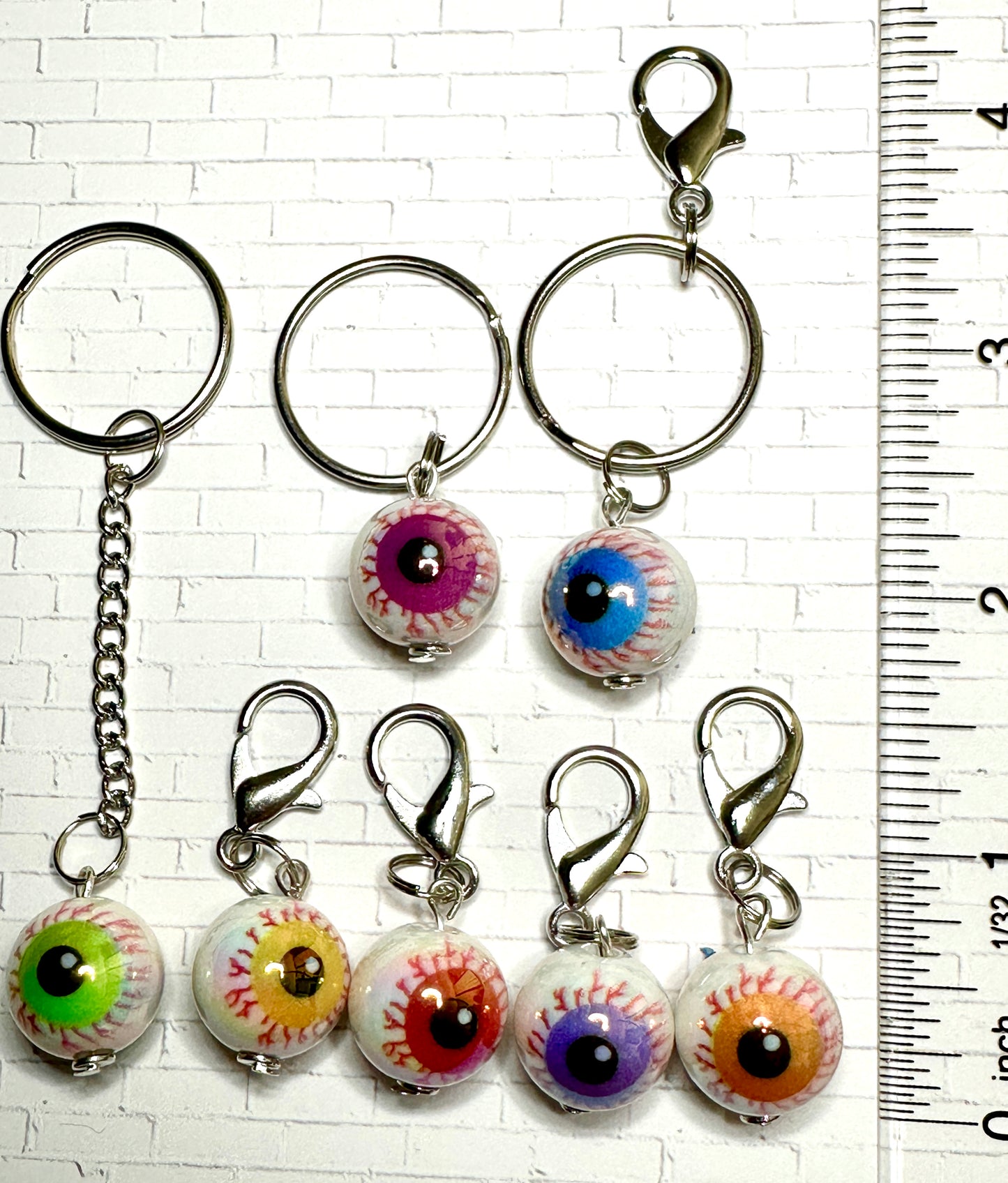 Bloodshot Bloody Eyeball Zipper Pull Keychain in 7 Colors