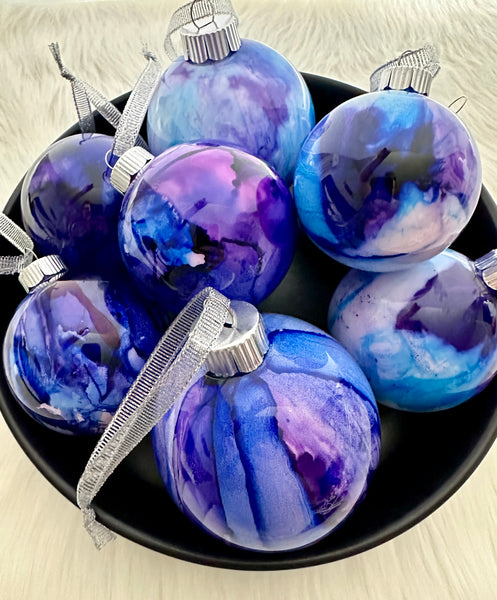 Shatterproof Alcohol Ink Christmas Ornament in 3 Sizes