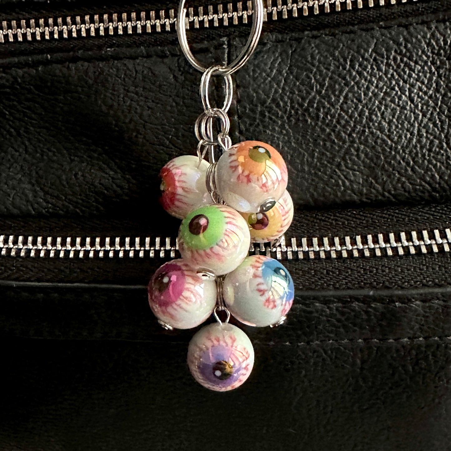 Bloody Eyeballs Bag Charm Keychain With 7 Multicolored Bloodshot Eyes