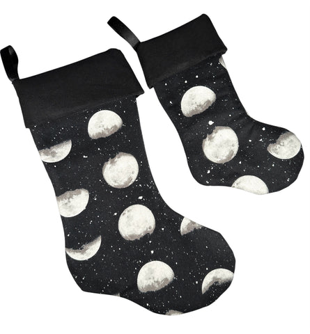Moon Phases Goth Witchy Christmas Stocking - 2 Sizes