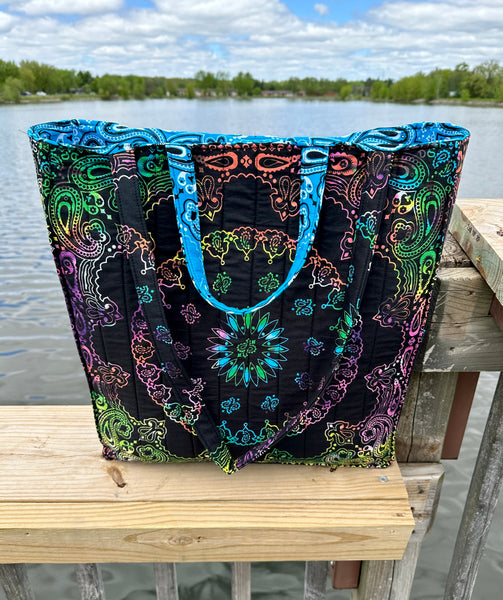 Large Bandana Tote Bag With Custom Color Choices and Extra Long Straps/Short Handles