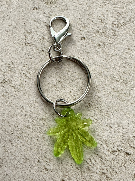 Cannabis Leaf Keychain, Weed Marijuana Stoner Bag Charm Keychain