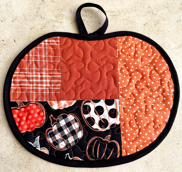 Fall Pumpkin Quilted Potholder - Autumn Hotpad