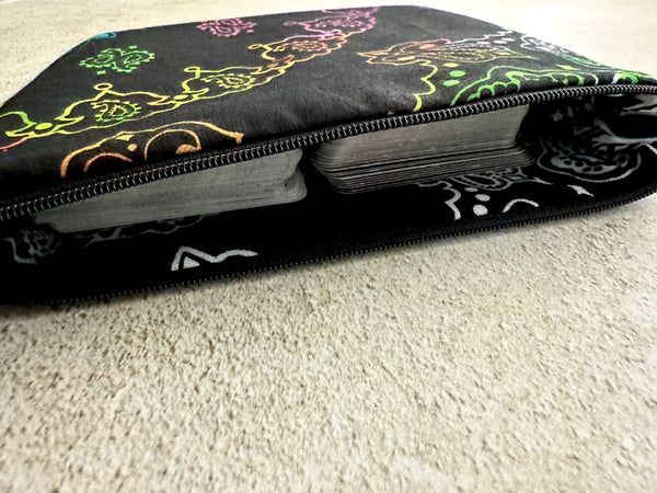 Witchy Rainbow Paisley Tarot Bag Zipper Pouch With Custom Lining Color