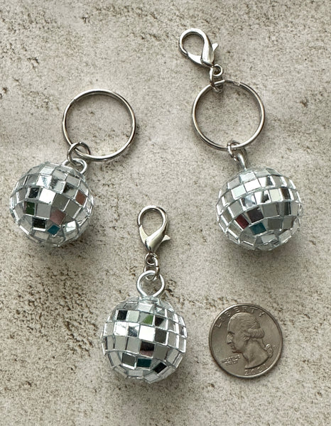 Retro Disco Ball Zipper Pull Bag Charm Keychain