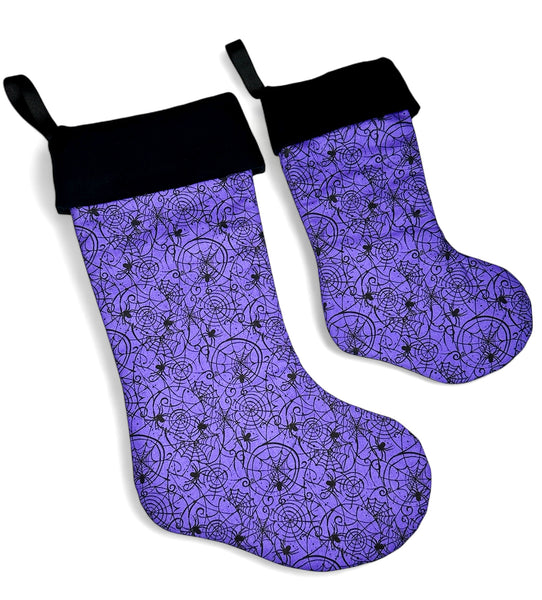 Goth Witchy Purple Spiderweb Christmas Stocking - 2 Sizes