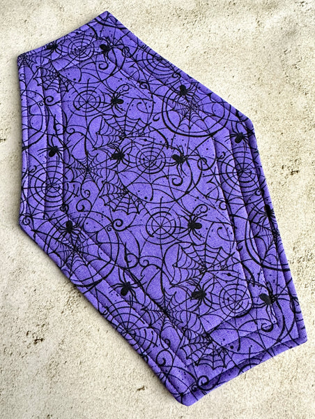 Spiderweb Coffin Mug Rug - Halloween Coffee Coaster