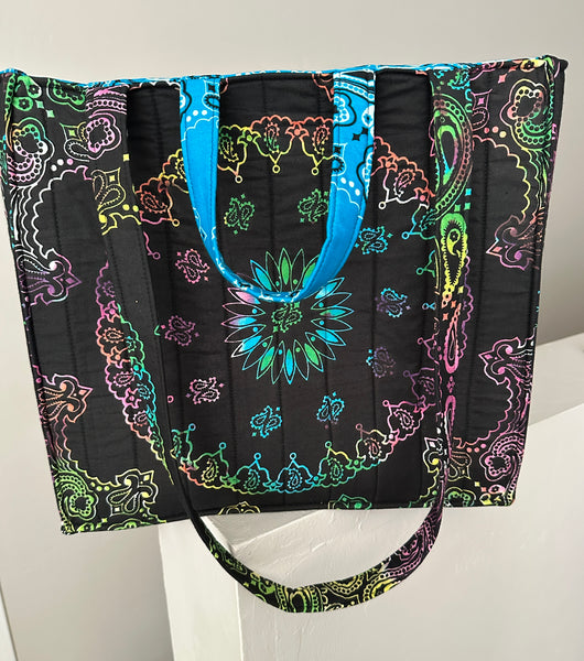Medium Bandana Tote Bag With Custom Color Choices and Extra Long Straps/Short Handles