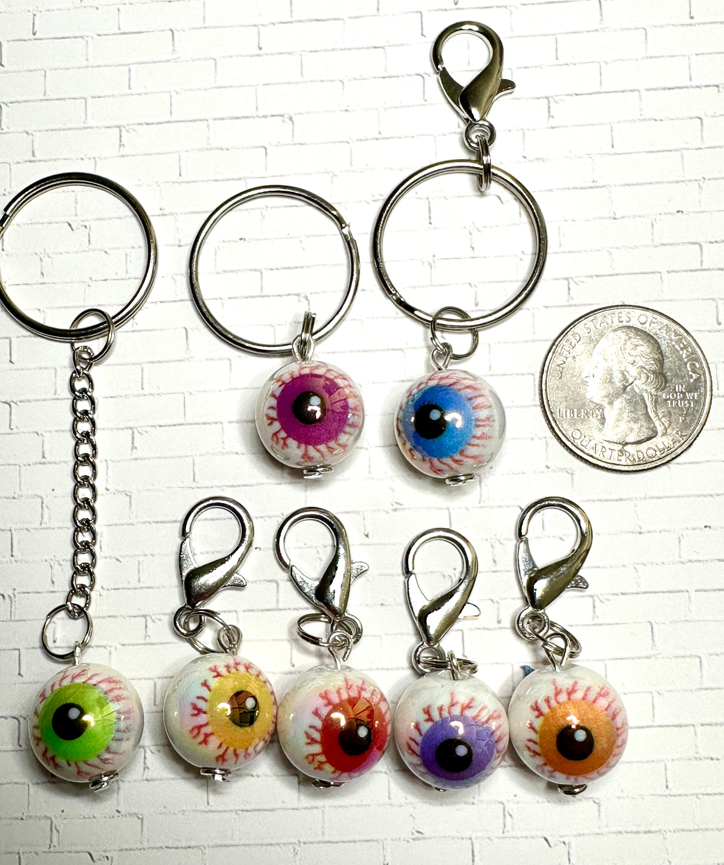 Bloodshot Bloody Eyeball Zipper Pull Keychain in 7 Colors