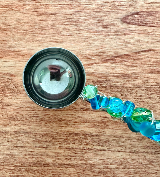 Beaded Wire Wrapped Coffee Scoop - Turquoise & Green