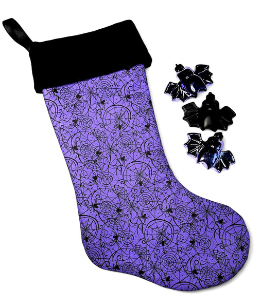 Goth Witchy Purple Spiderweb Christmas Stocking - 2 Sizes