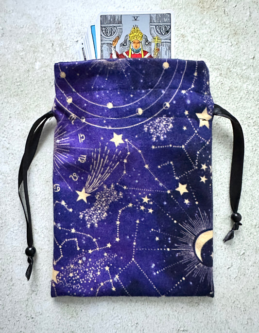 Purple Constellation Tarot Card Bag – Witchy Gift for Tarot Readers & Astrology Lovers