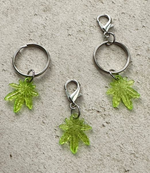 Cannabis Leaf Keychain, Weed Marijuana Stoner Bag Charm Keychain
