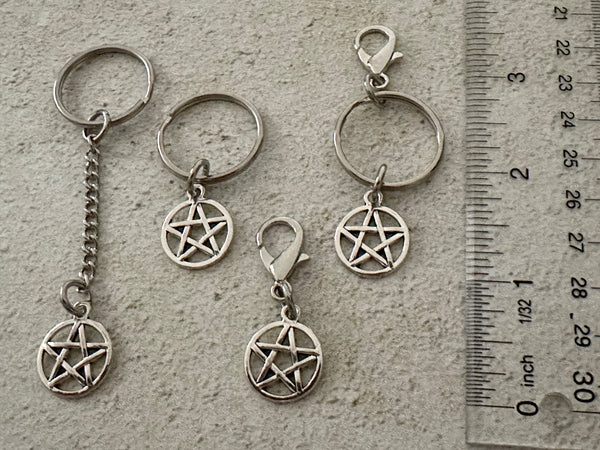 Witchy Pentacle Zipper Pull Bag Charm Keychain