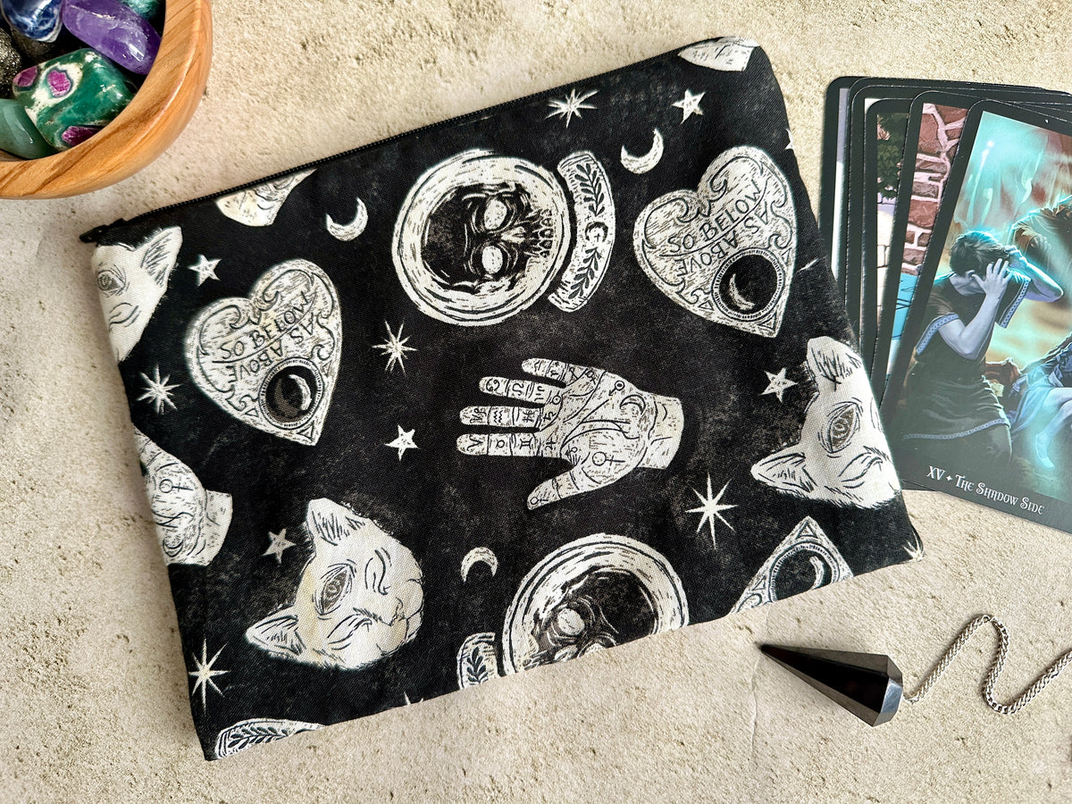 Witchy Tarot Card Bag With Zipper - Tarot Deck Storage Bag