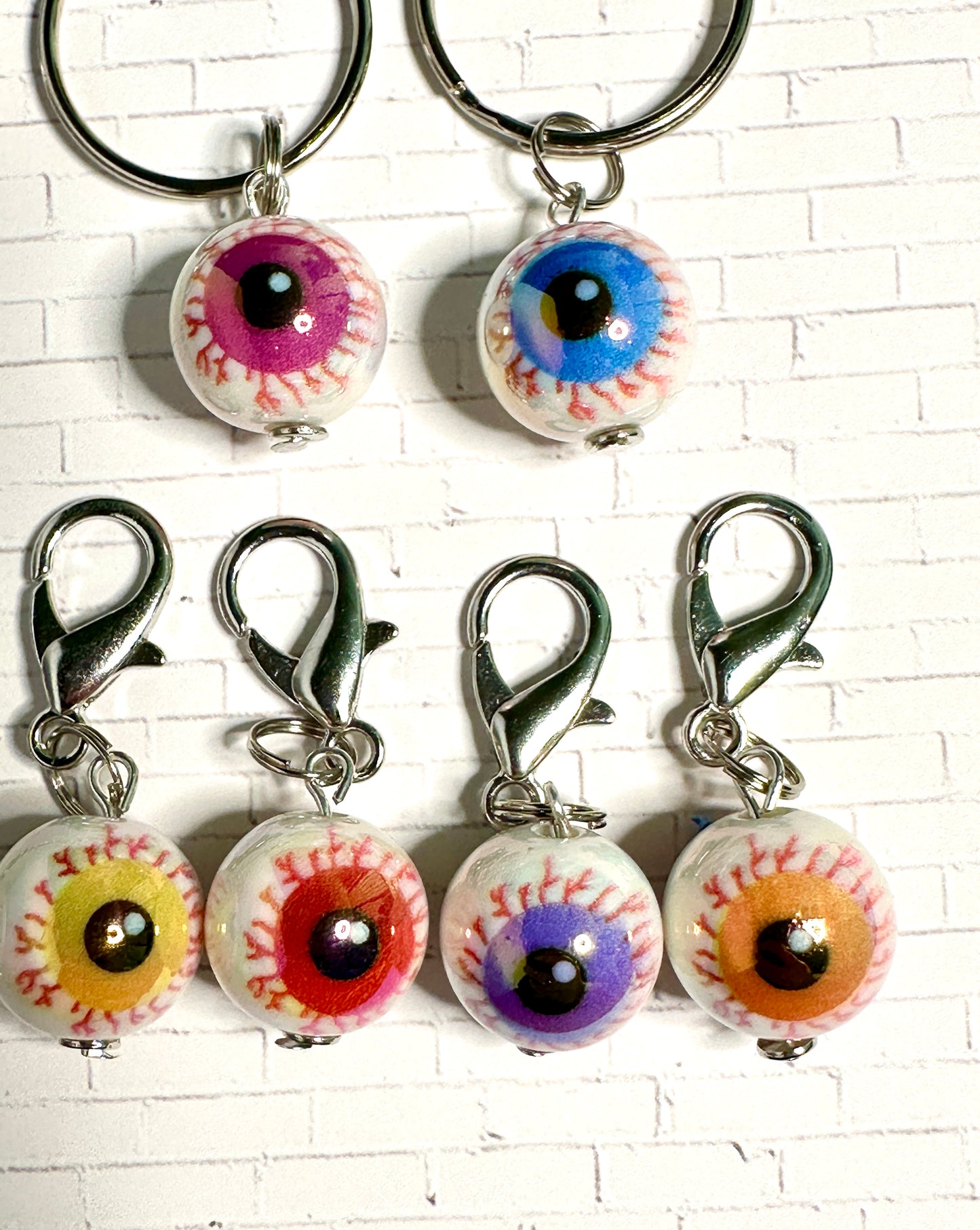 Bloodshot Bloody Eyeball Zipper Pull Keychain in 7 Colors