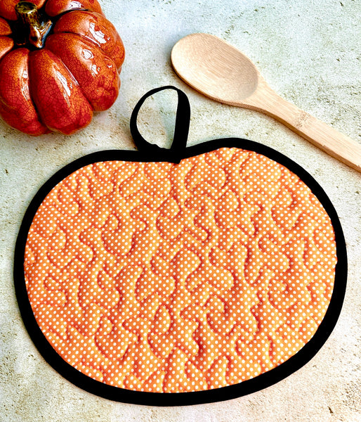 Fall Pumpkin Quilted Potholder - Autumn Hotpad